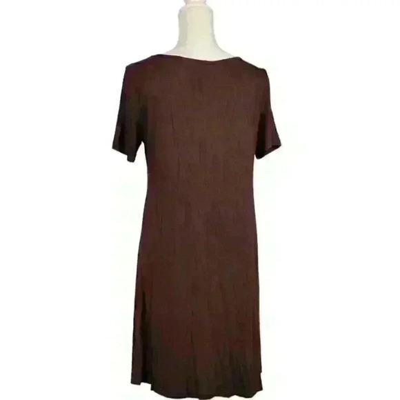 LOT of 2 Woman's Dresses CHOCOLATE BROWN & BURGANDY RED Short Sleeve STRETCH M/L - Picture 7 of 9